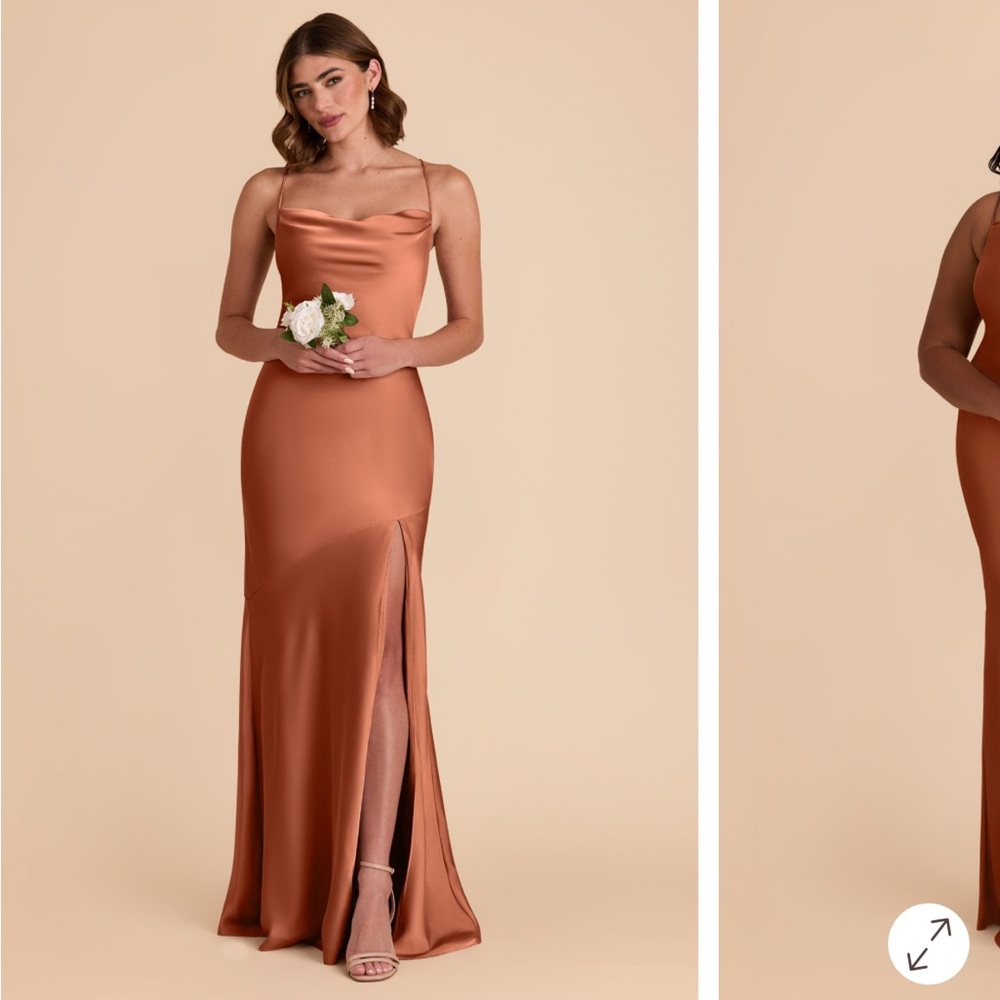 OLIVIA BIRDY XS GREY MATTE SATIN TERRACOTTA DRESS